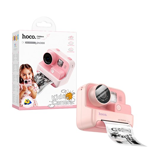 Hoco Camera DV200 Dual lens for children with Photo Print Pink